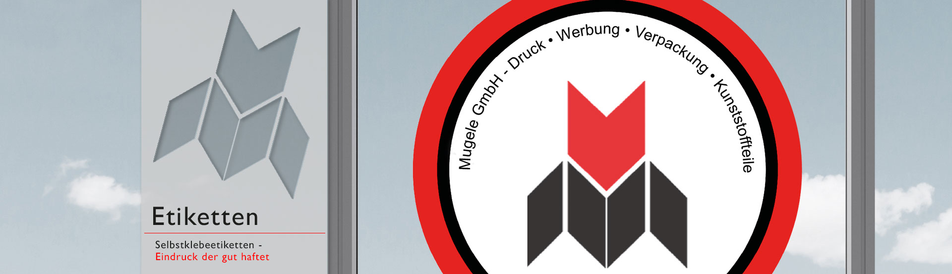 Header Mugele GmbH Etiketten - Selbstklebeetiketten, Eindruck der gut haftet
